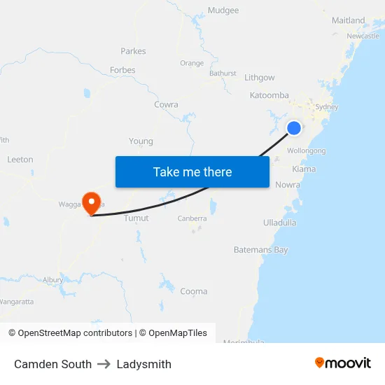 Camden South to Ladysmith map