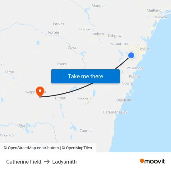 Catherine Field to Ladysmith map