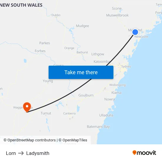 Lorn to Ladysmith map