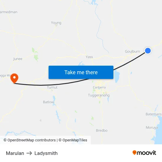 Marulan to Ladysmith map