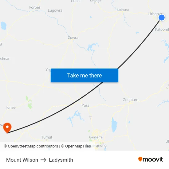 Mount Wilson to Ladysmith map