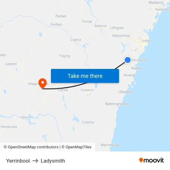 Yerrinbool to Ladysmith map