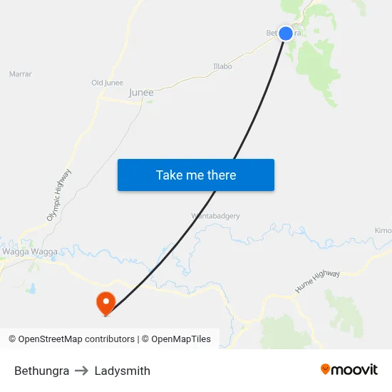 Bethungra to Ladysmith map