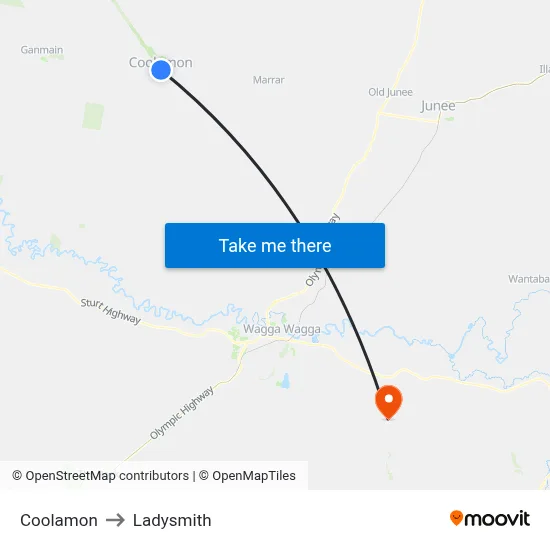 Coolamon to Ladysmith map