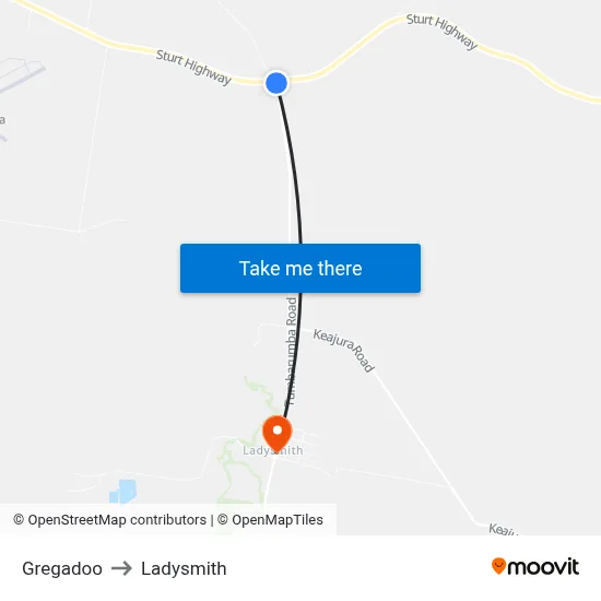Gregadoo to Ladysmith map