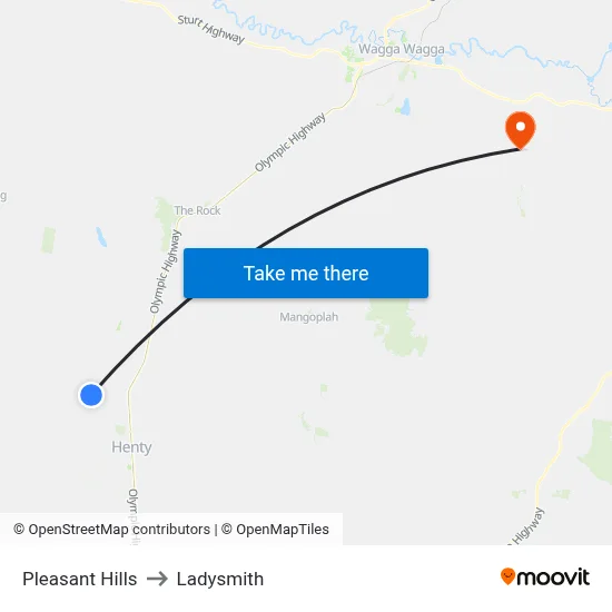 Pleasant Hills to Ladysmith map