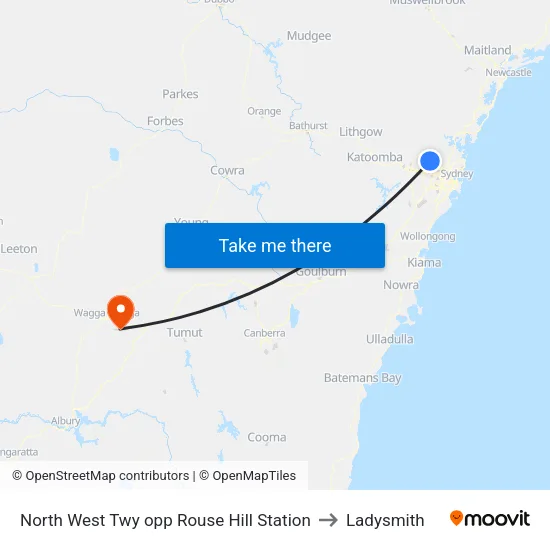 North West Twy opp Rouse Hill Station to Ladysmith map