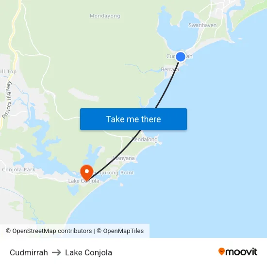 Cudmirrah to Lake Conjola map