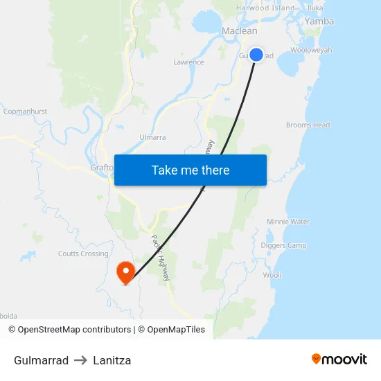 Gulmarrad to Lanitza map