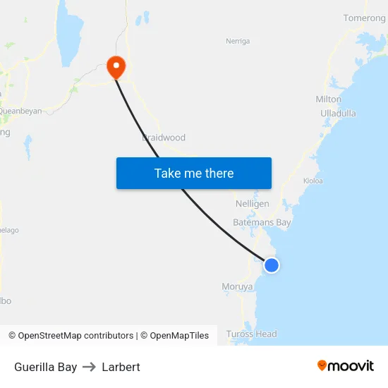 Guerilla Bay to Larbert map