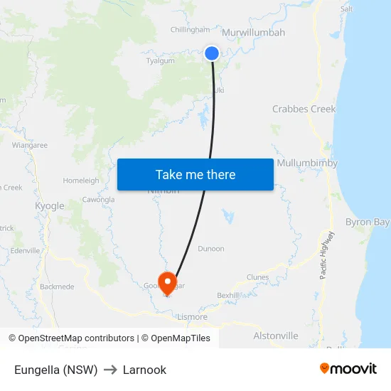 Eungella (NSW) to Larnook map