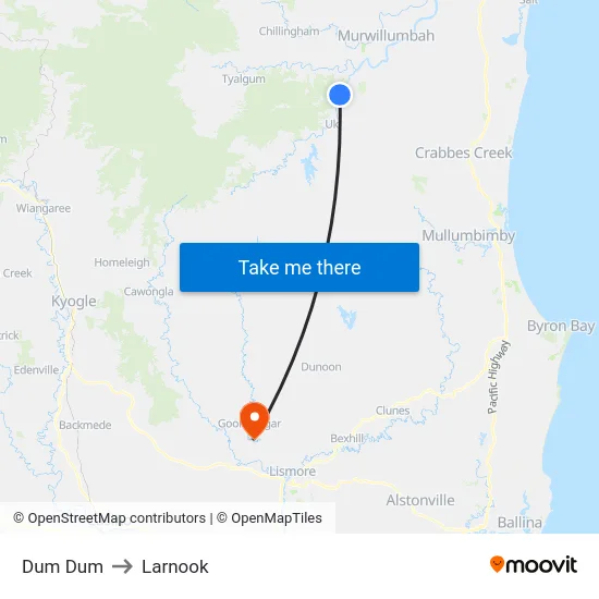 Dum Dum to Larnook map