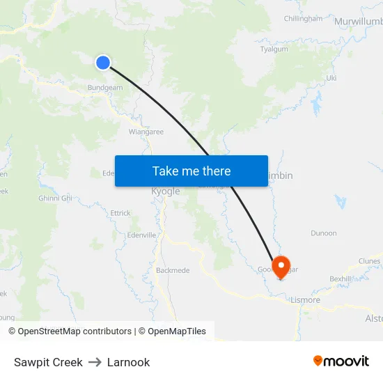 Sawpit Creek to Larnook map