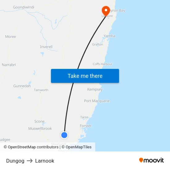 Dungog to Larnook map