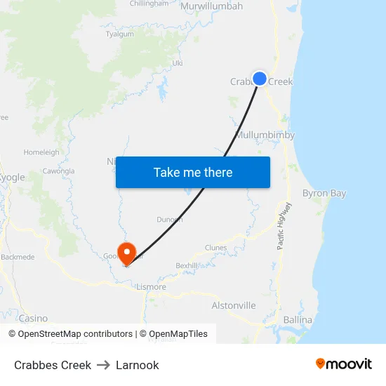 Crabbes Creek to Larnook map