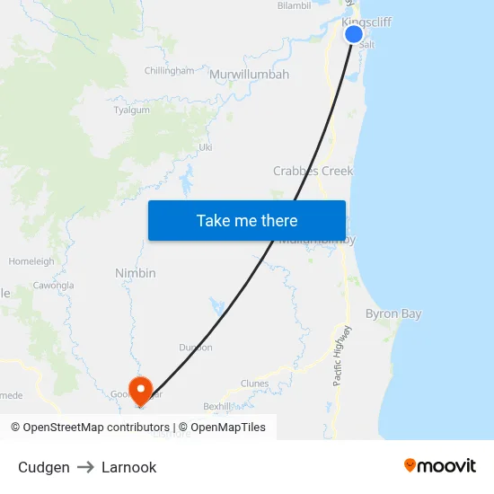 Cudgen to Larnook map