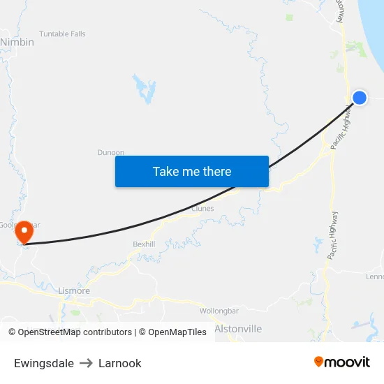 Ewingsdale to Larnook map