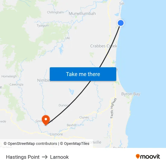 Hastings Point to Larnook map