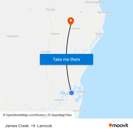 James Creek to Larnook map