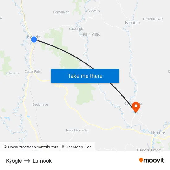Kyogle to Larnook map