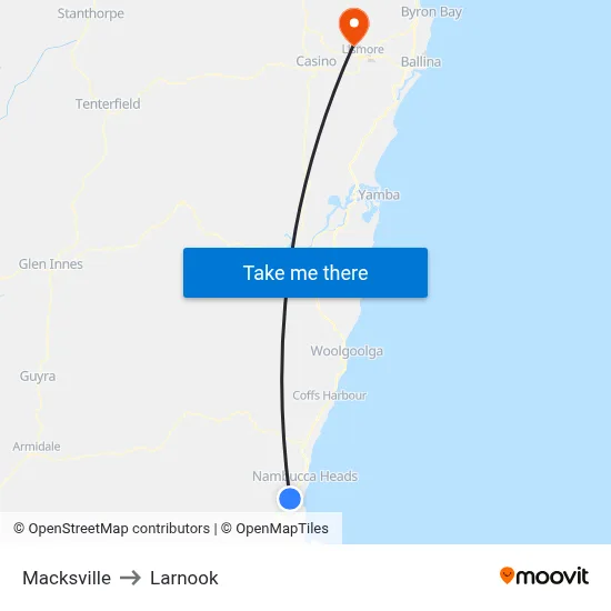 Macksville to Larnook map