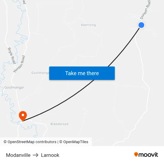 Modanville to Larnook map