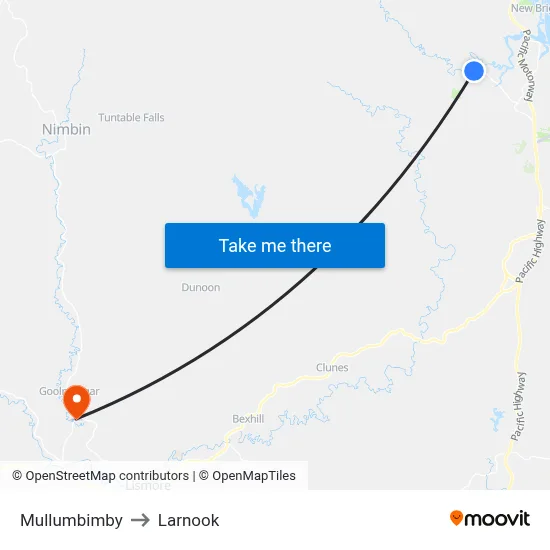 Mullumbimby to Larnook map