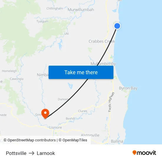 Pottsville to Larnook map