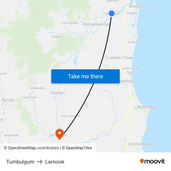 Tumbulgum to Larnook map