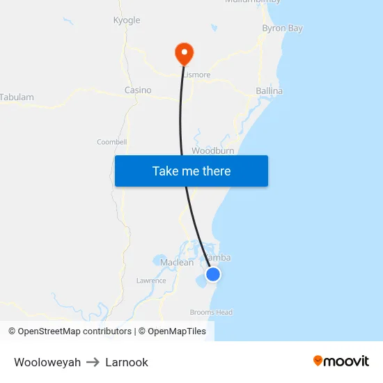 Wooloweyah to Larnook map