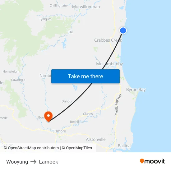 Wooyung to Larnook map