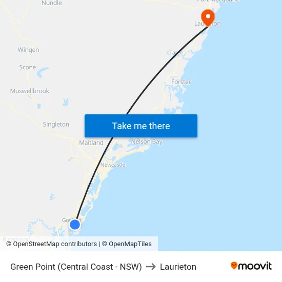Green Point (Central Coast - NSW) to Laurieton map