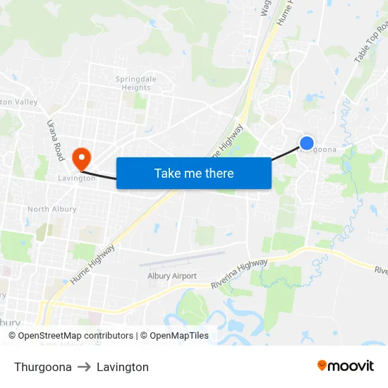 Thurgoona to Lavington map