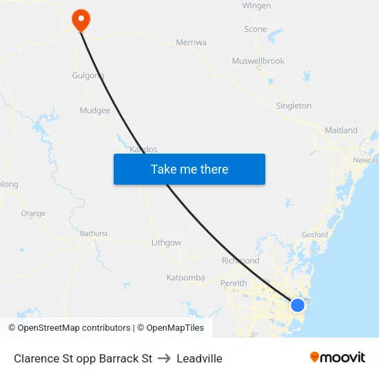 Clarence St opp Barrack St to Leadville map