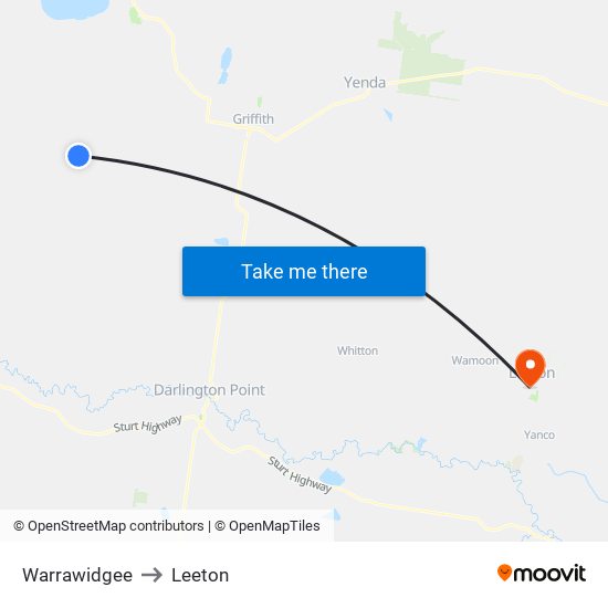 Warrawidgee to Leeton map