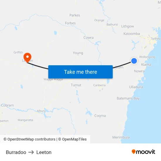 Burradoo to Leeton map