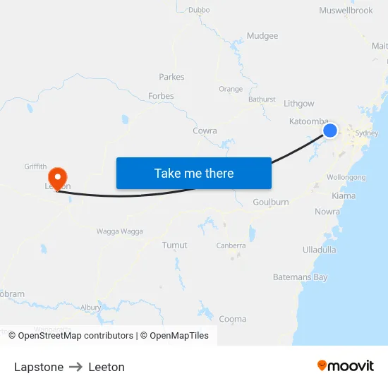 Lapstone to Leeton map