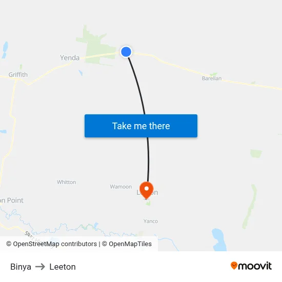Binya to Leeton map