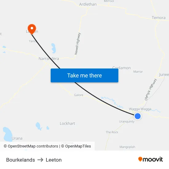 Bourkelands to Leeton map