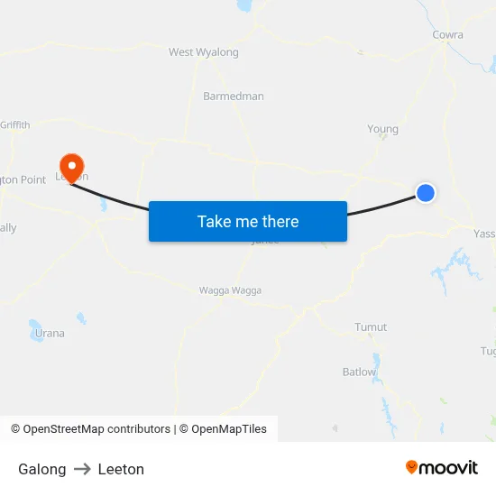 Galong to Leeton map