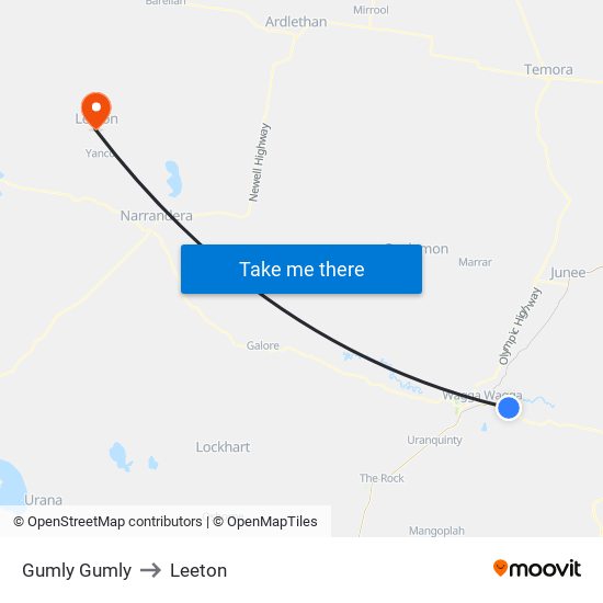 Gumly Gumly to Leeton map