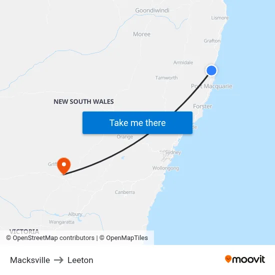 Macksville to Leeton map