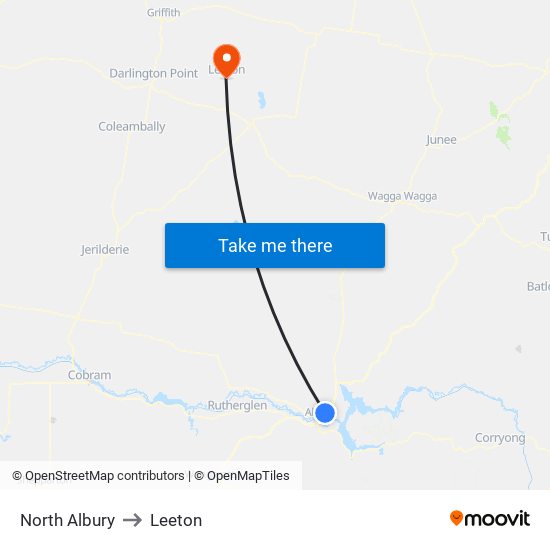 North Albury to Leeton map