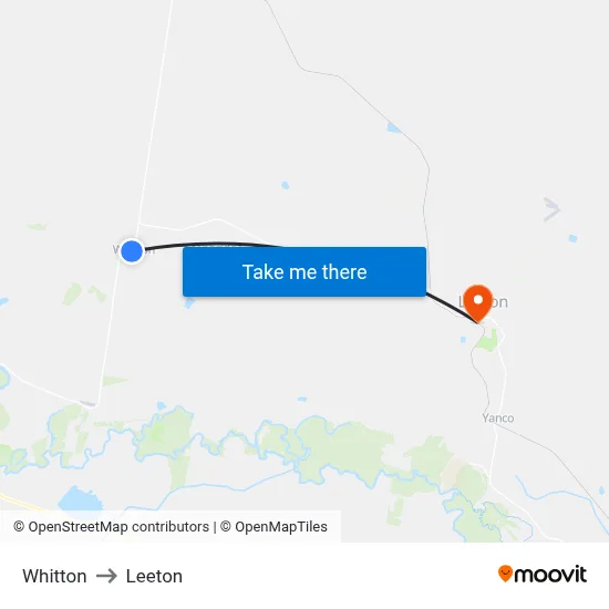 Whitton to Leeton map
