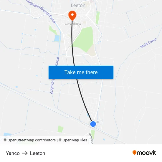 Yanco to Leeton map