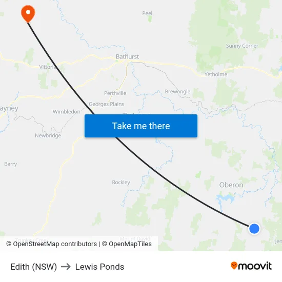 Edith (NSW) to Lewis Ponds map