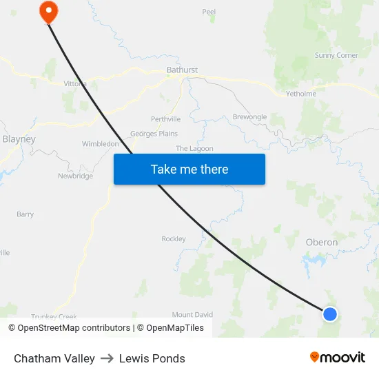 Chatham Valley to Lewis Ponds map