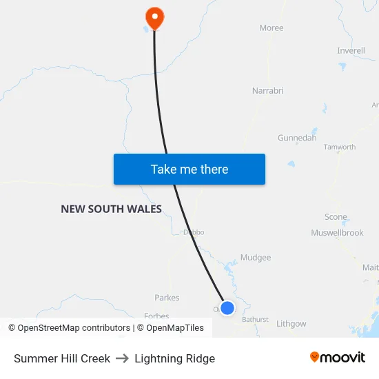 Summer Hill Creek to Lightning Ridge map