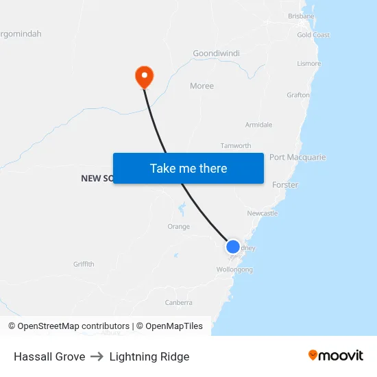 Hassall Grove to Lightning Ridge map