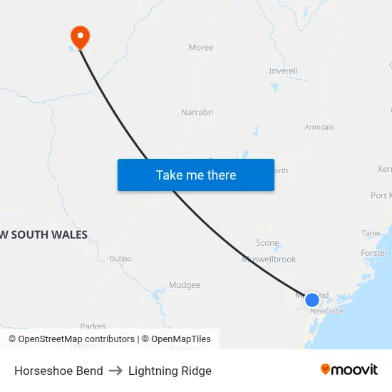 Horseshoe Bend to Lightning Ridge map